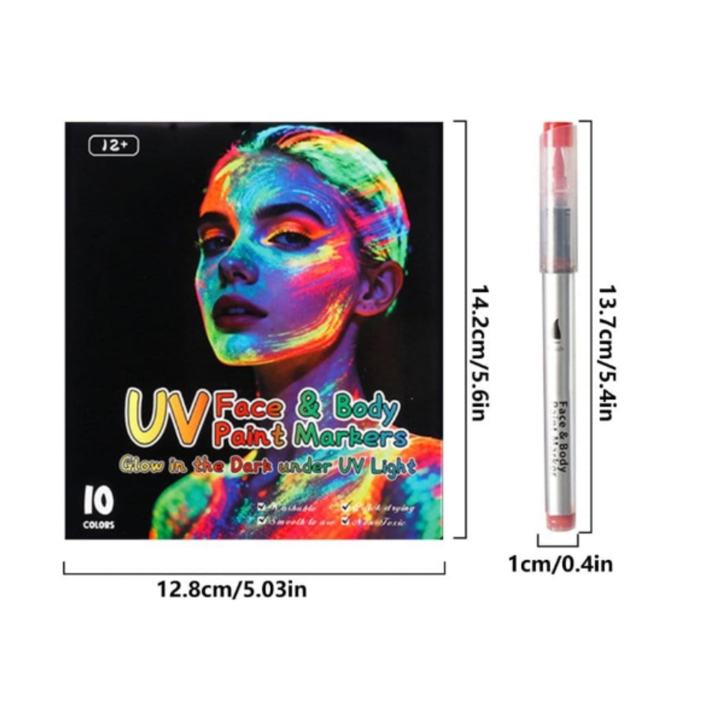10 Pack UV Face & Body Paint Markers | Neon Glow Party Paint Pens