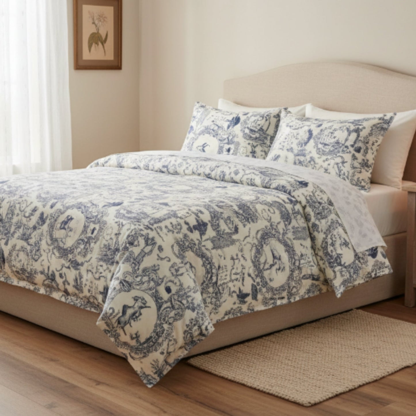 100% Cotton Super King Duvet Cover Set - Toile De Jouy