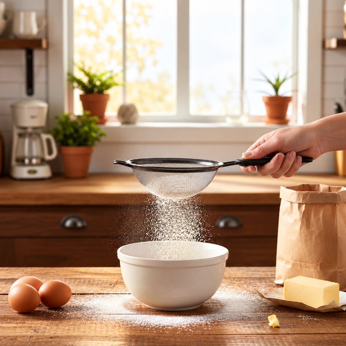 18cm Danny Home Stainless Steel Fine Mesh Sifter – Flour Sieve With Fine Mesh Design – Black