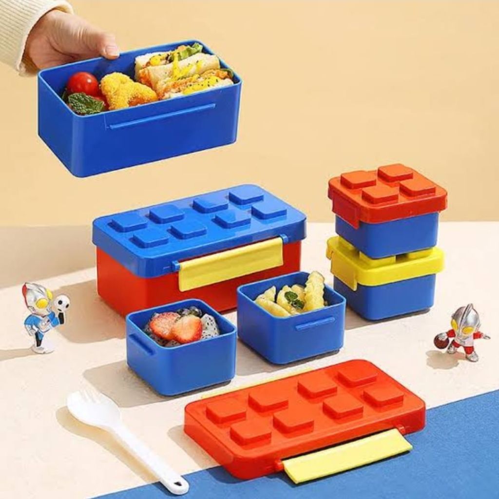 Stackable Lego Inspired Lunch Box - 3pc