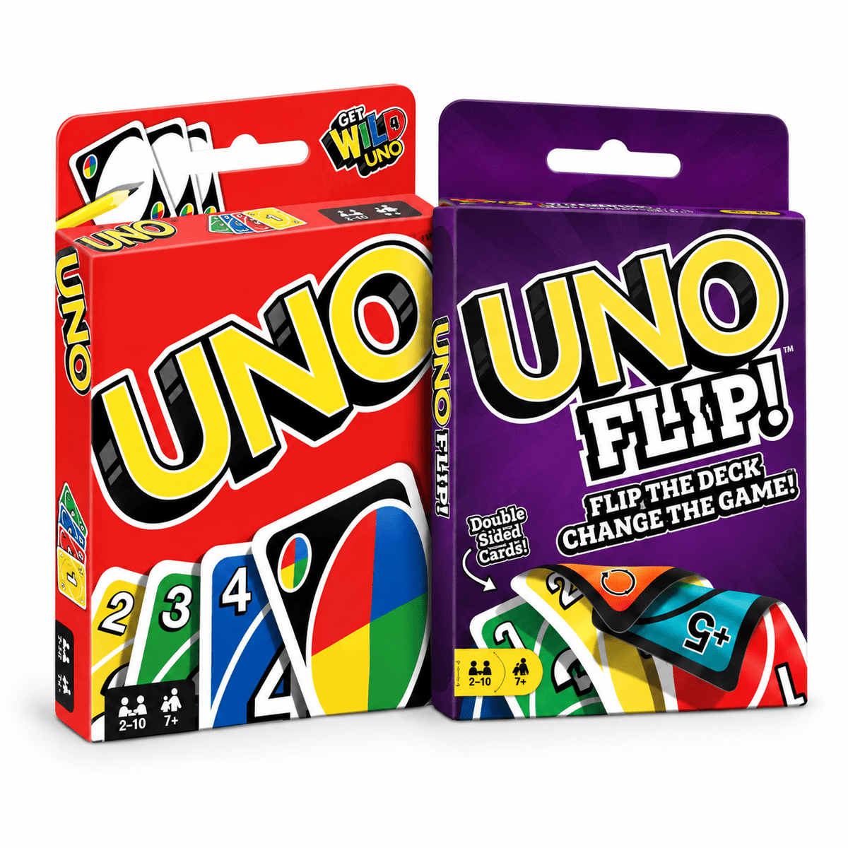 2 Piece UNO & UNO FLIP Card Game Bundle – Classic & Double-Sided Family Games