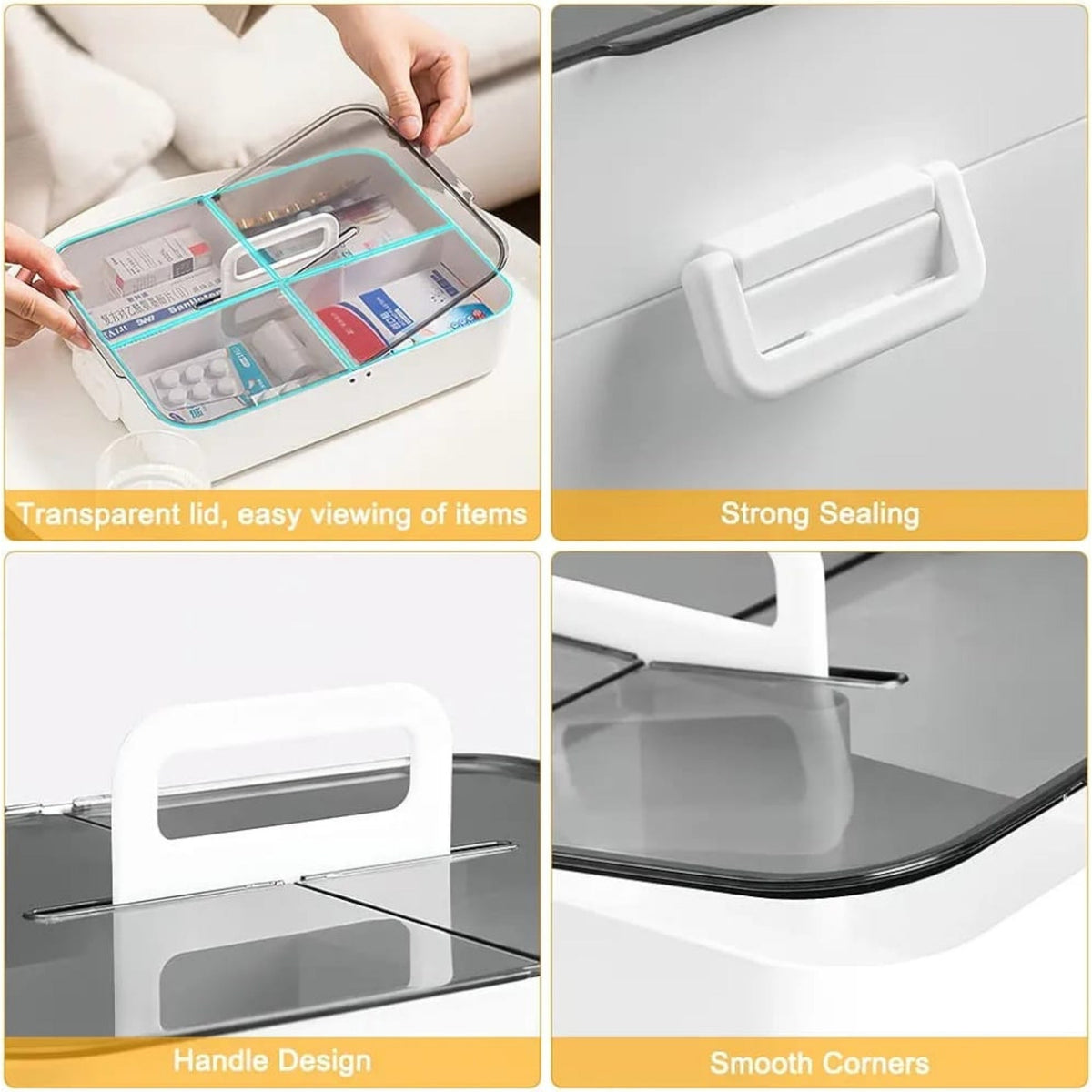 2 Tier Medicine Storage Box – Multi-Level Organizer with Compartments & Carry Handle - Large Capacity