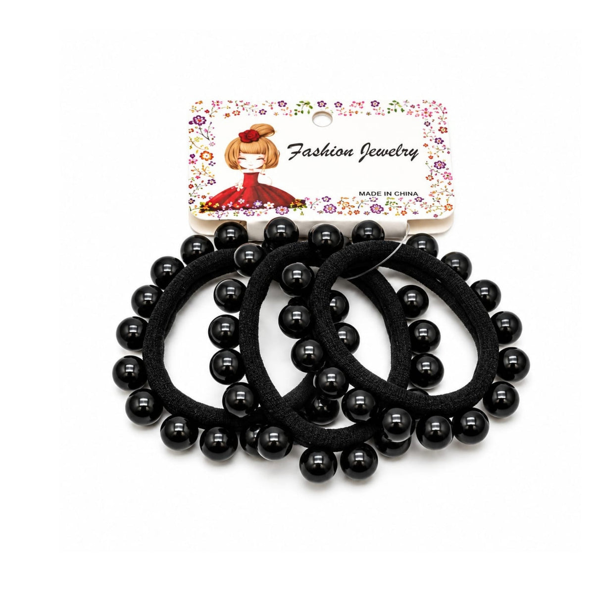 3-Piece Pearl Headband Set – Elegant Pearl Hairbands for Women & Girls - Black