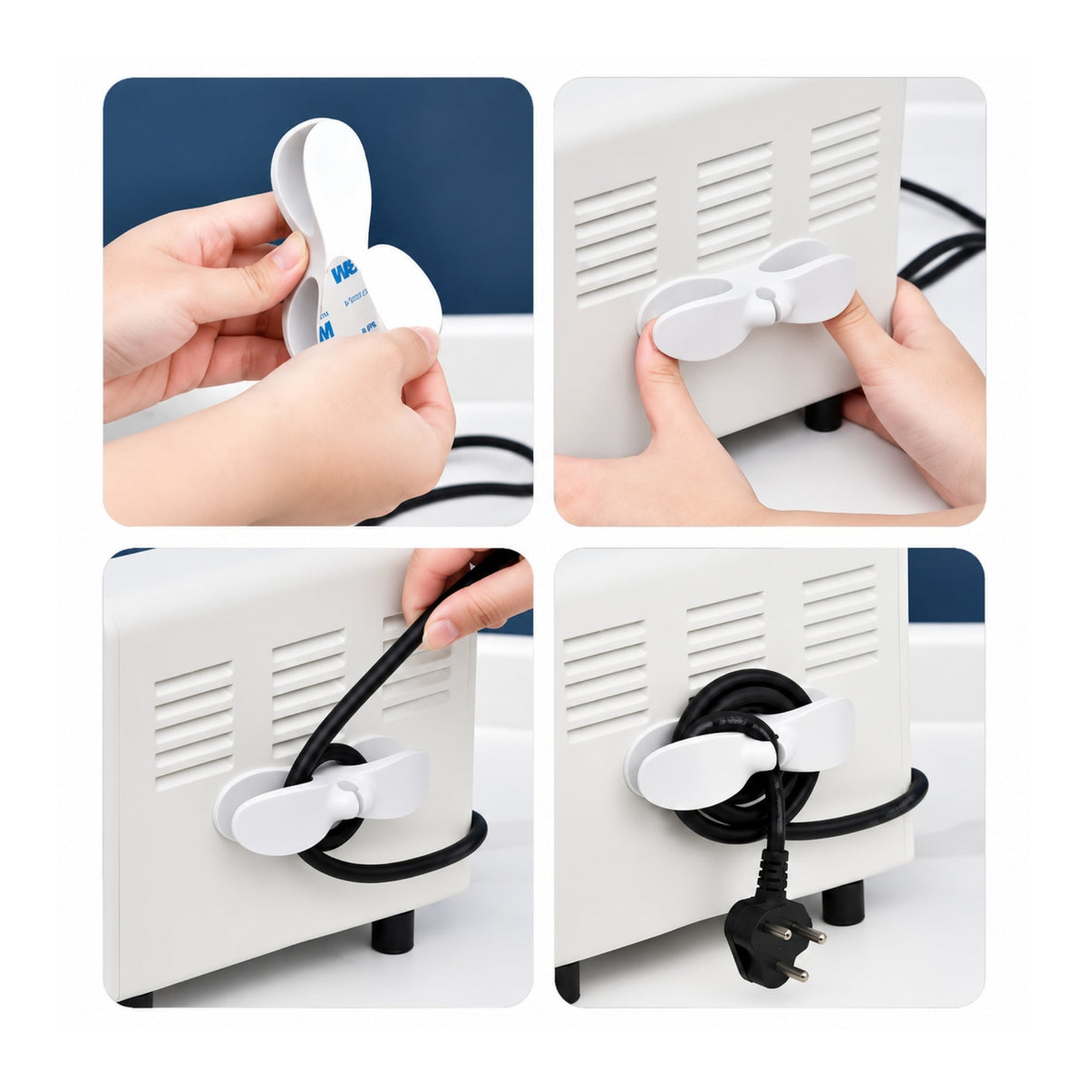 3 Piece Wall Charger Holder Set – Self-Adhesive Cable & Plug Storage Organizer