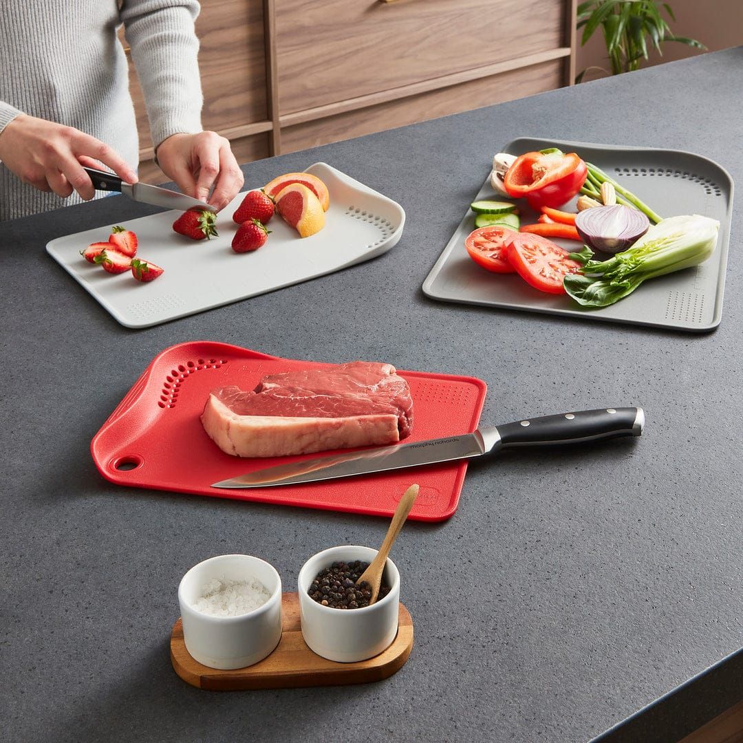 3pc Plastic Chopping Board With Drainer