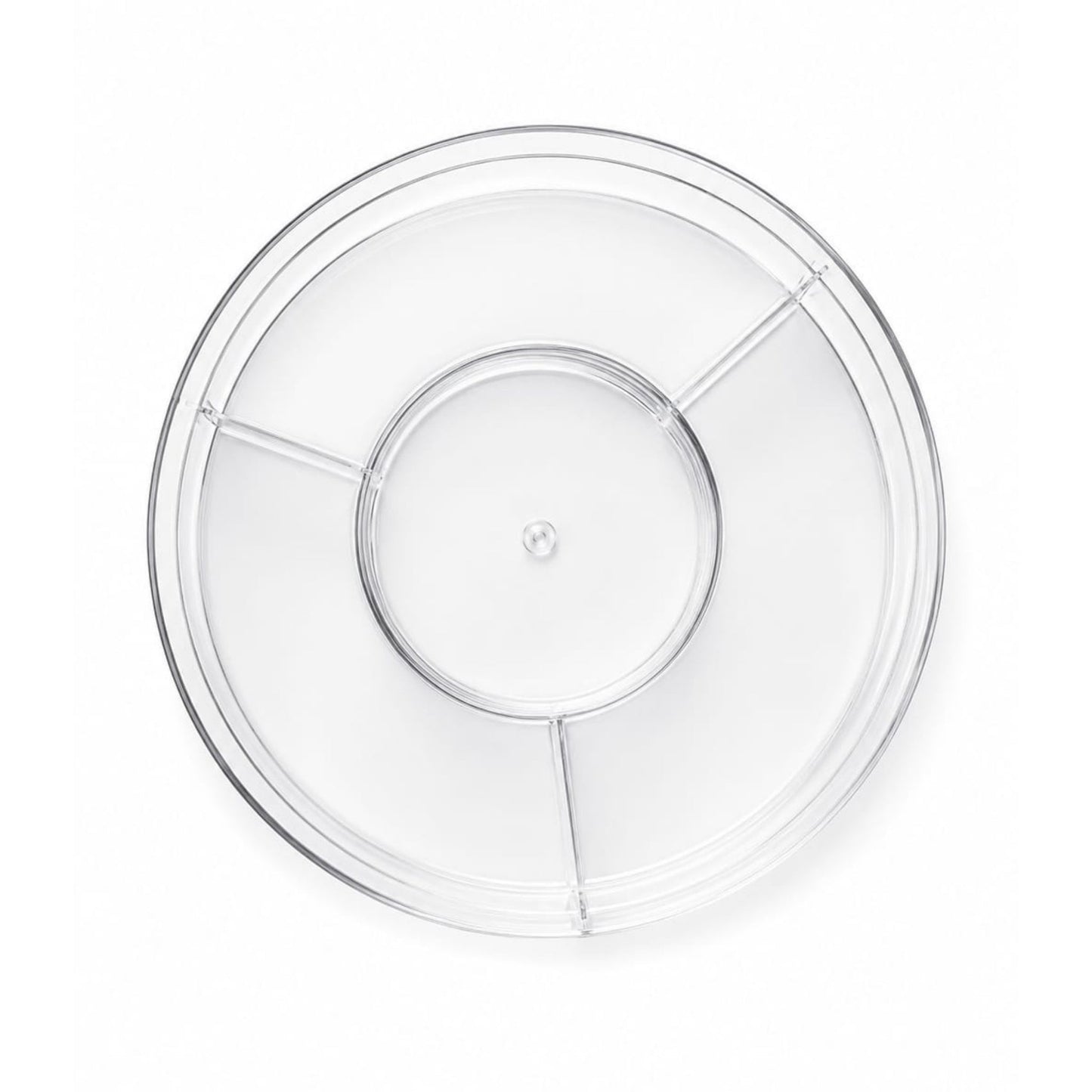 4-Compartment Round Acrylic Snack Box - Single Layer Serving Tray with Lid