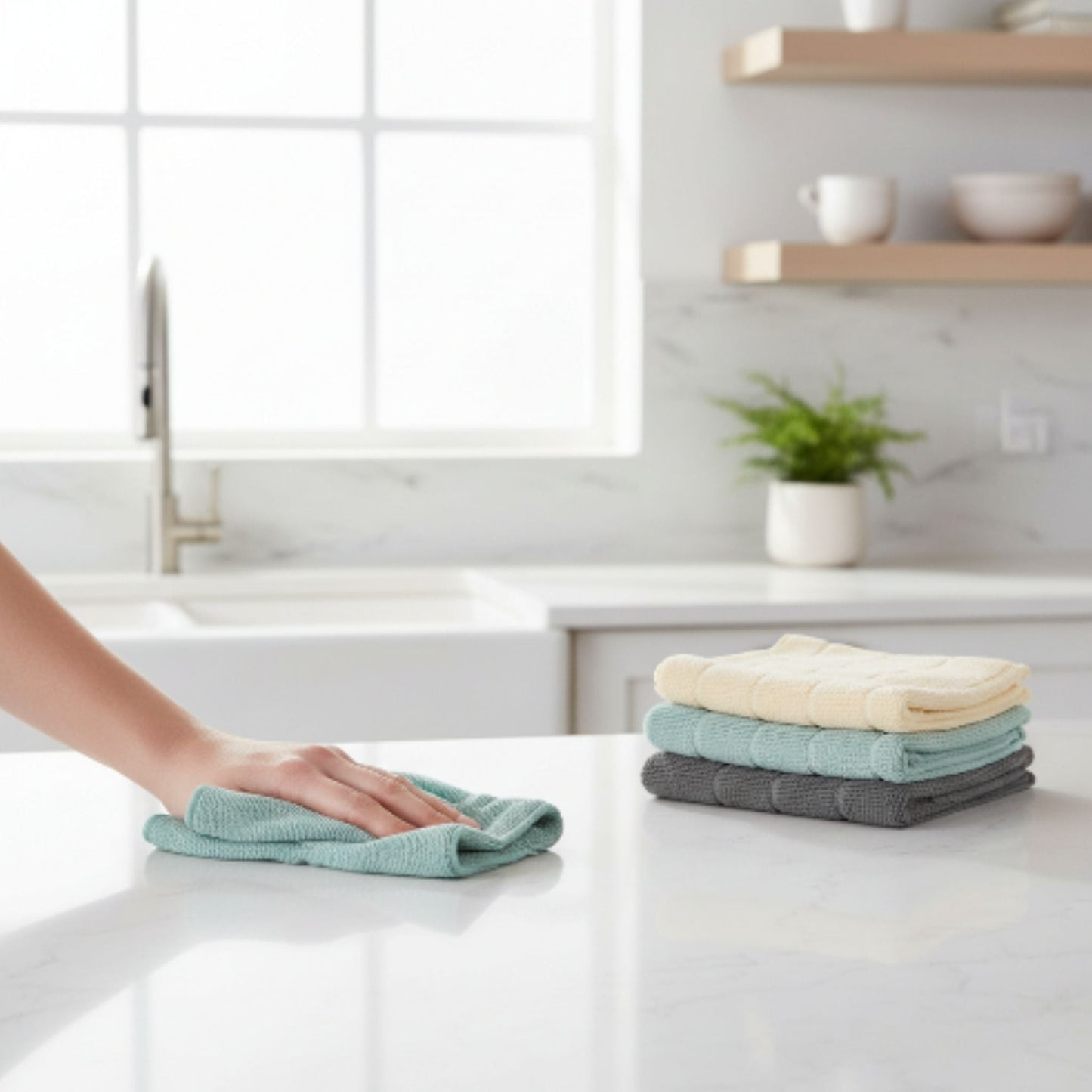 4-Piece Takmehome All-Purpose Microfibre Cleaning Cloth Set – Reusable Lint-Free Household Cleaning Towels