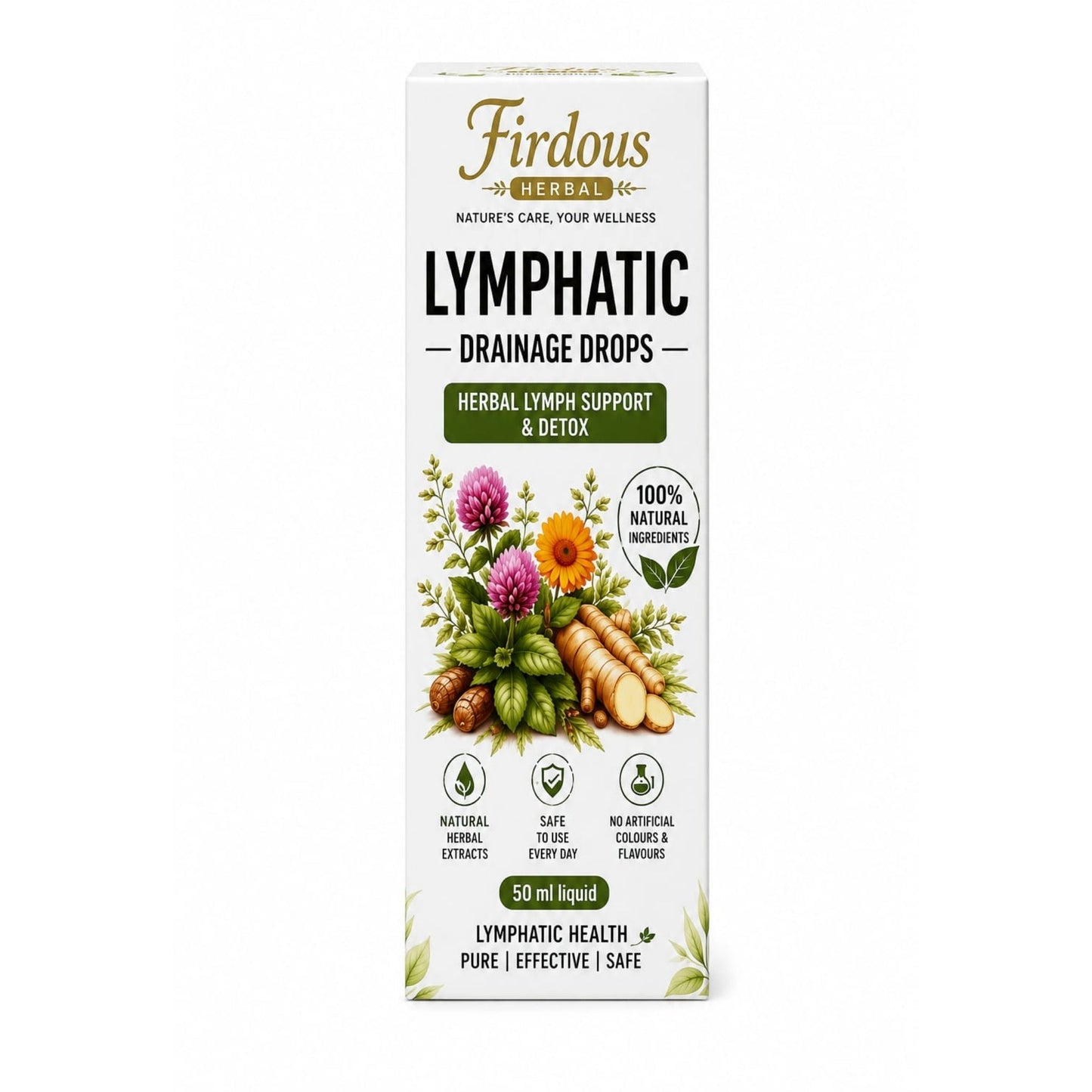 50ml Firdous Lymphatic Drainage Drops - Herbal Lymph Support And Detox