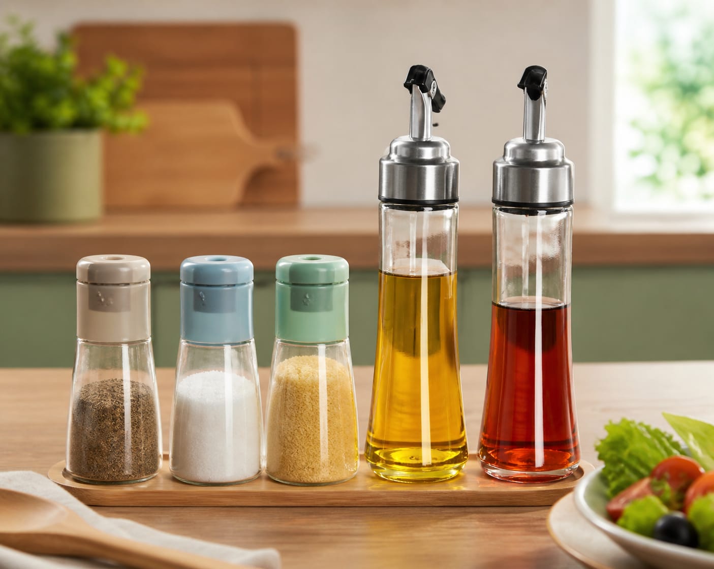 5pc Oil/ Vinegar And Spice Set