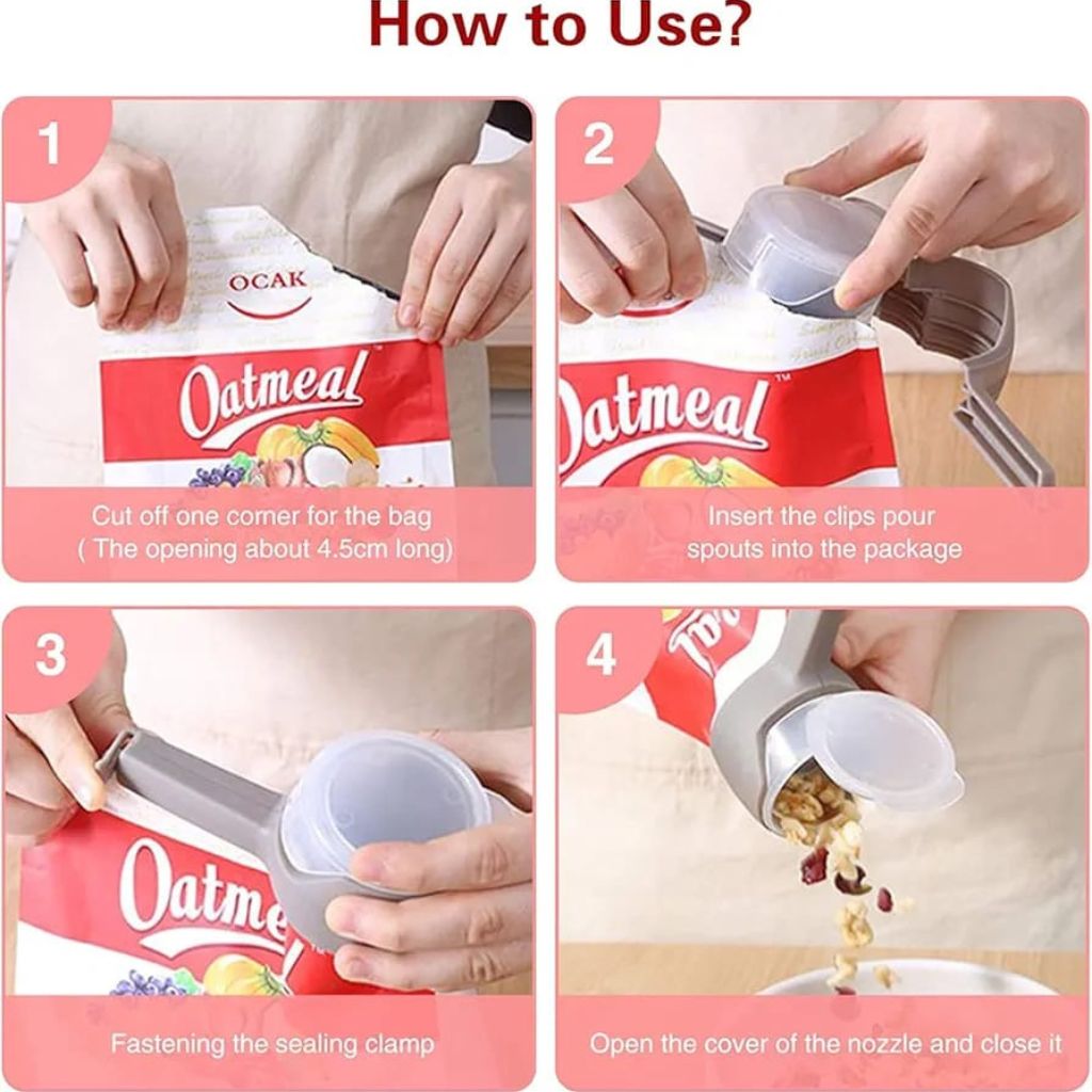 4pc Bag Clips With Spout