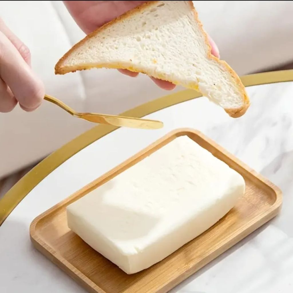 Glass Butter Dish With Wooden Base