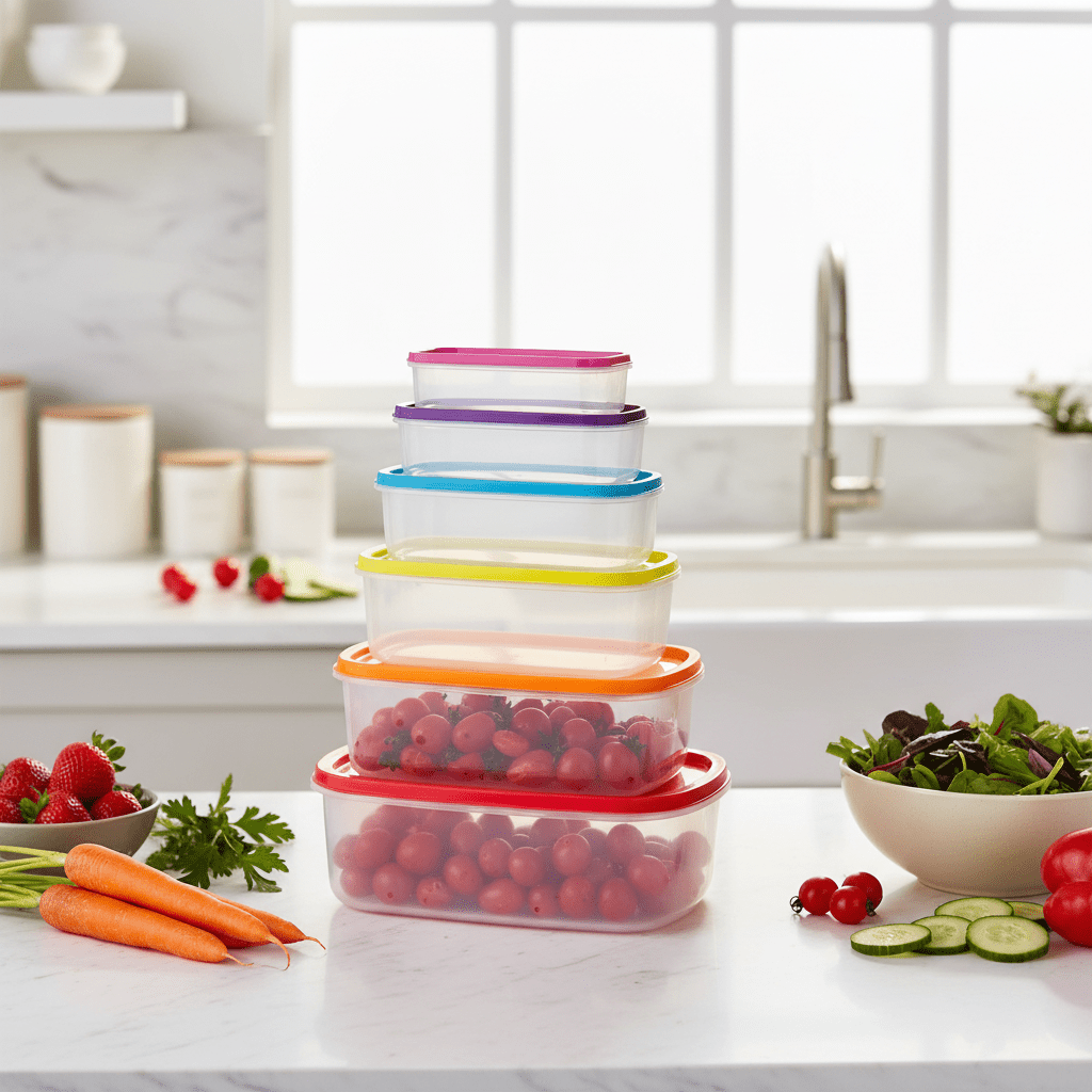 7pc Rainbow Lid Container Set - Rectangle