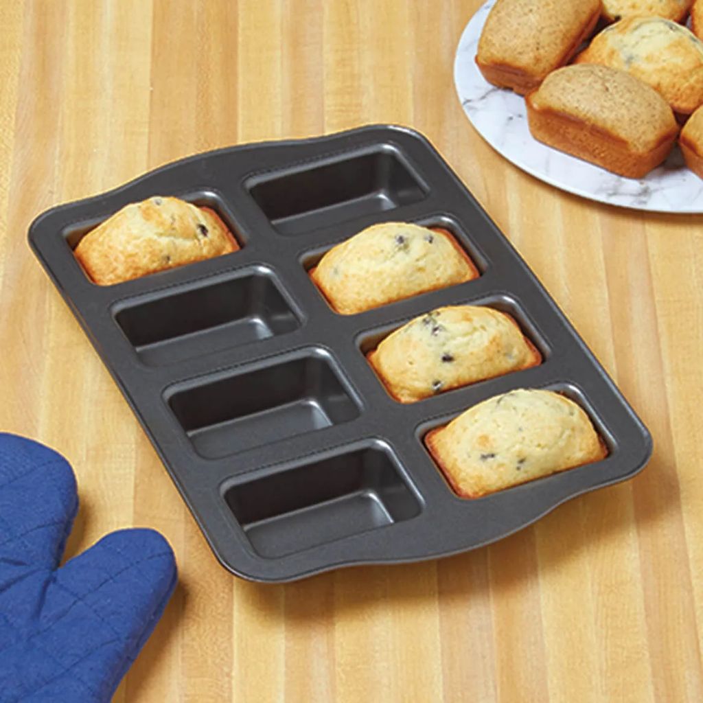 8 Slot Non-Stick Mini Loaf Pan - Carbon Steel Baking Tray