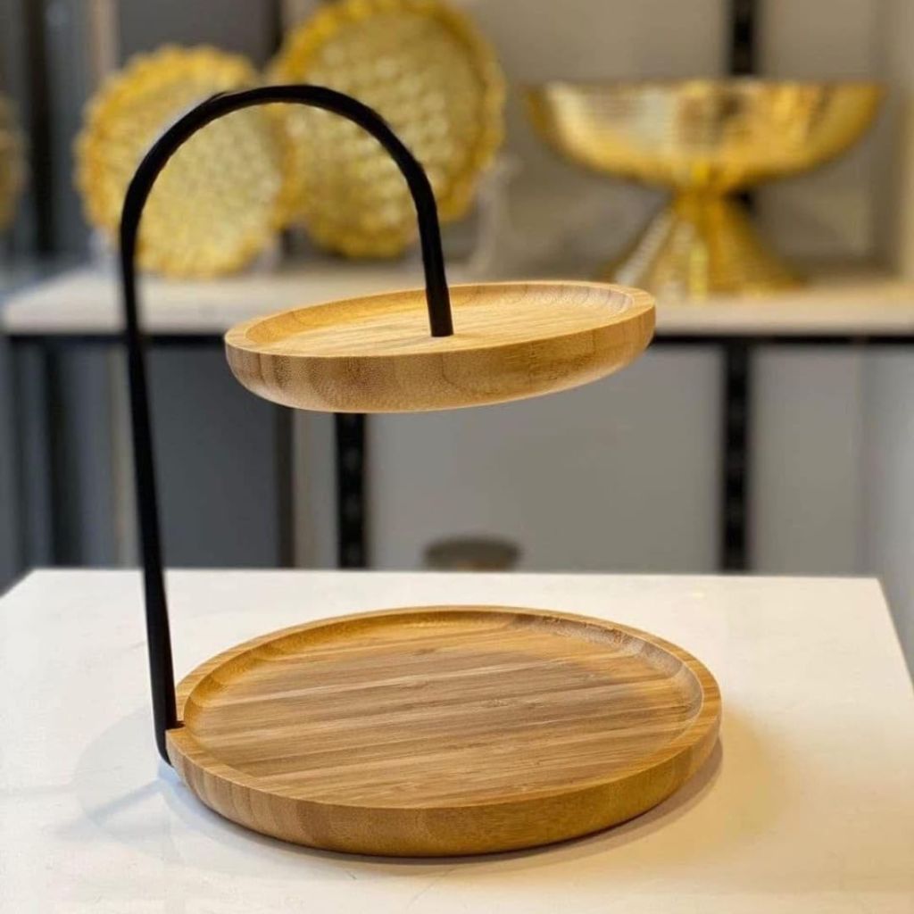 Double Layer Wooden Cake Stand
