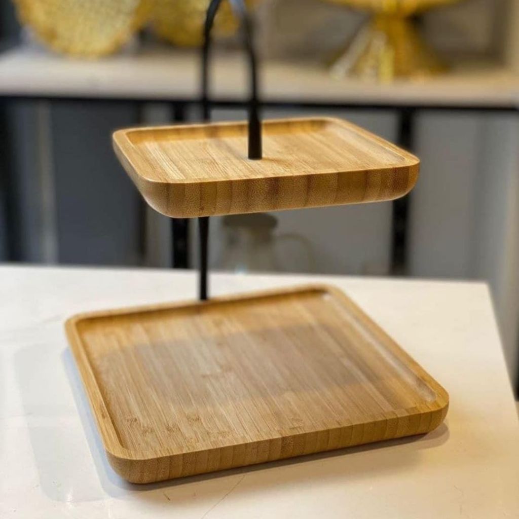 Double Layer Wooden Cake Stand