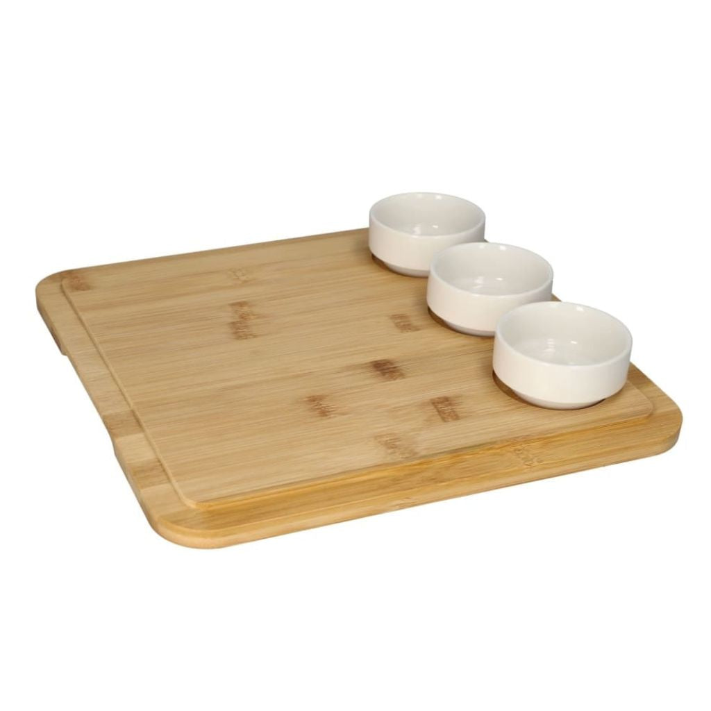 Danny Home Square Bamboo Serving Board With Bowls