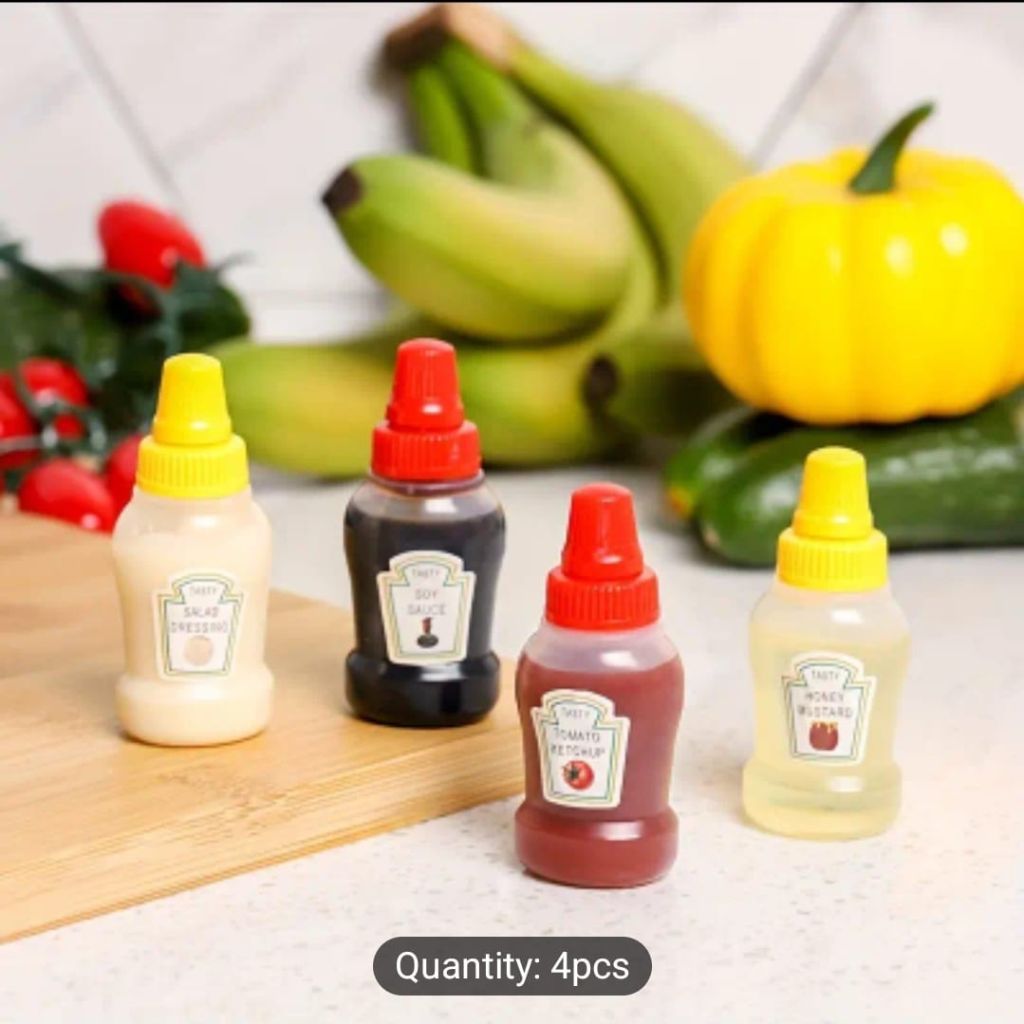 4pc mini sauce bottles