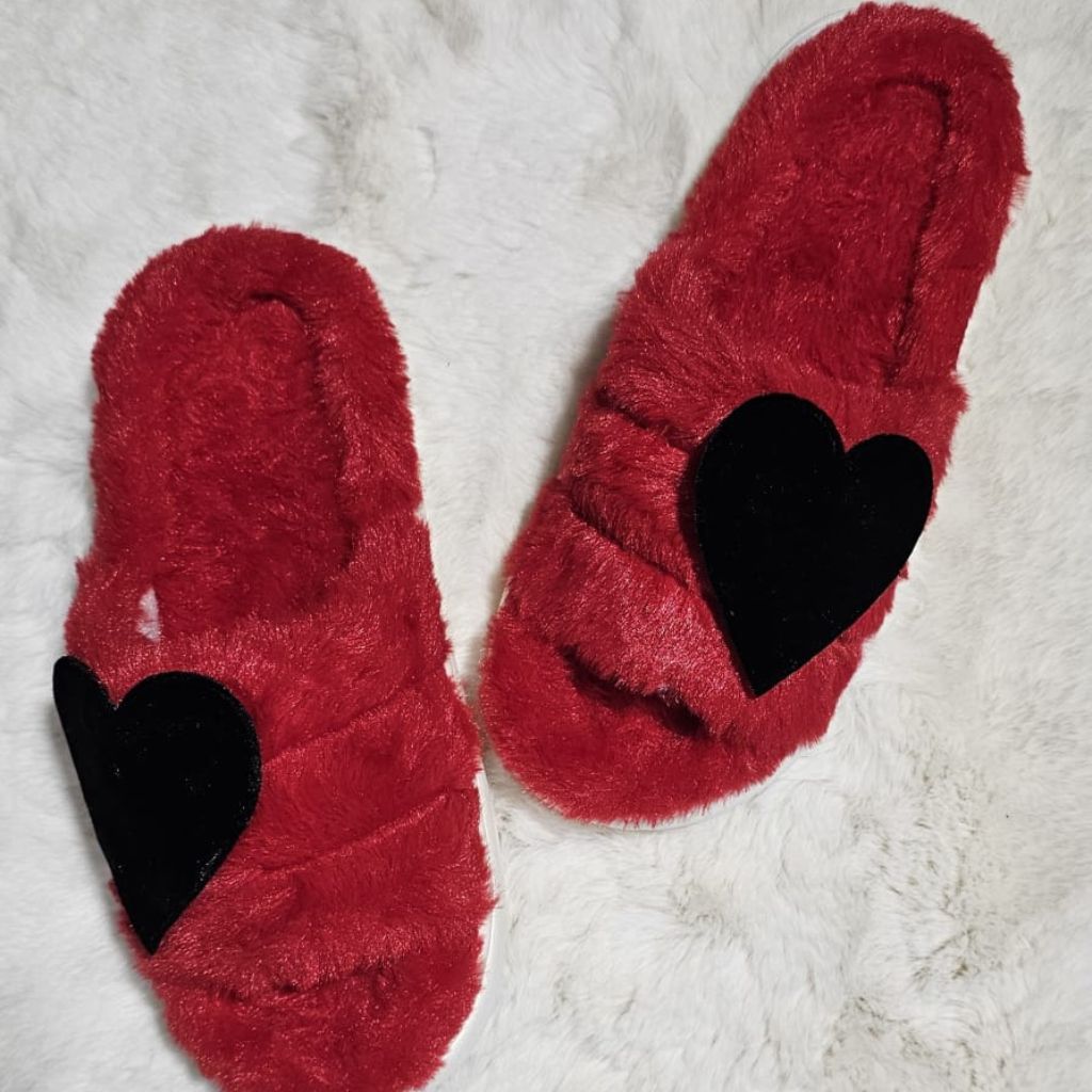 Warm Heart Slippers-Red