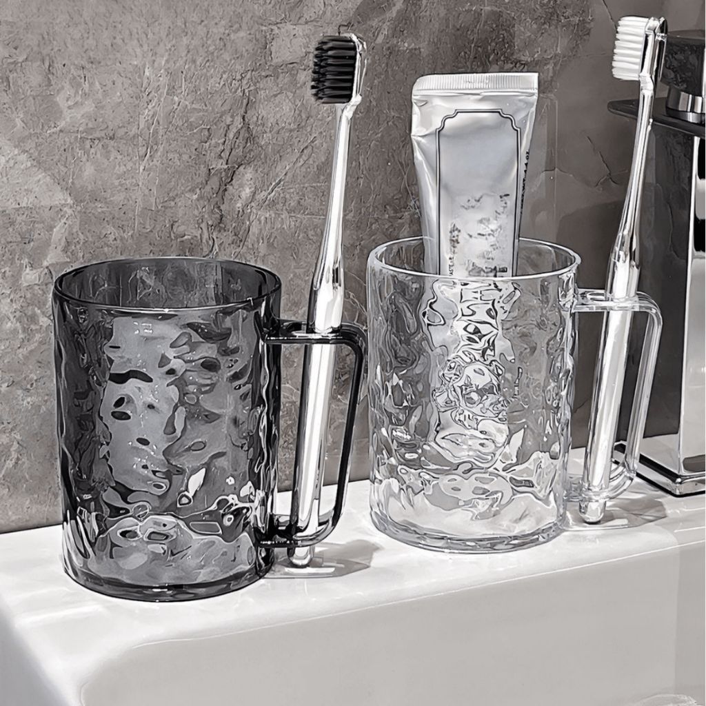 Mouthwash Transparent Cup With Toothbrush Holder