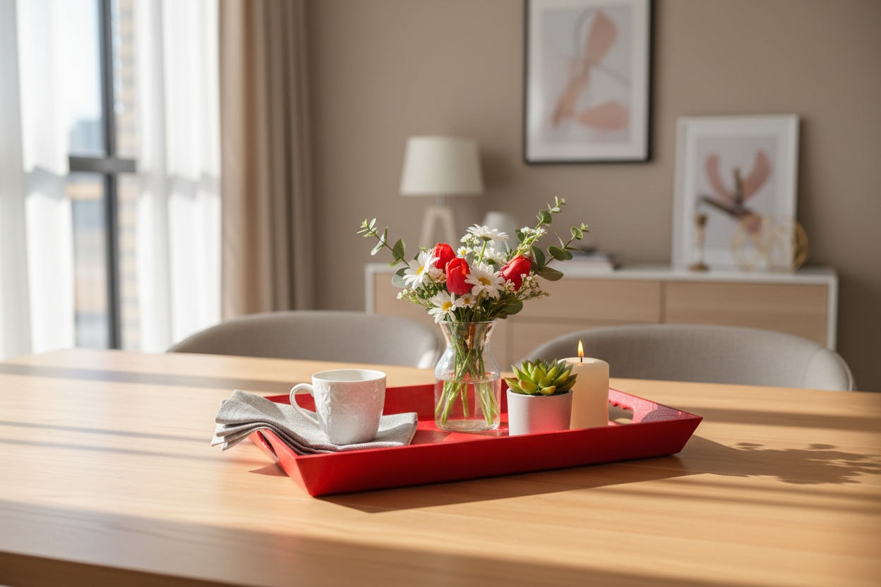 Qlux Plastic Leather Patterned Trays- Large