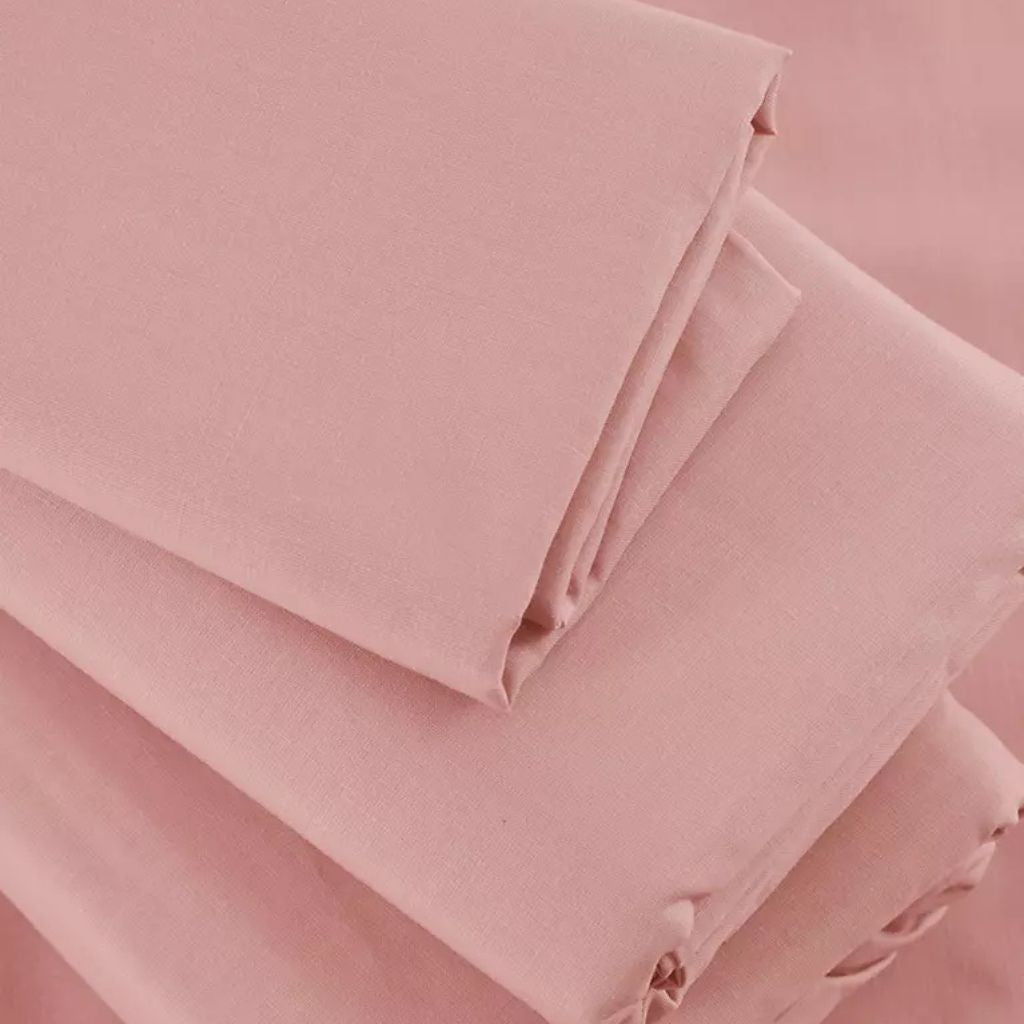 Cotton Fitted Sheet (Pink) - King