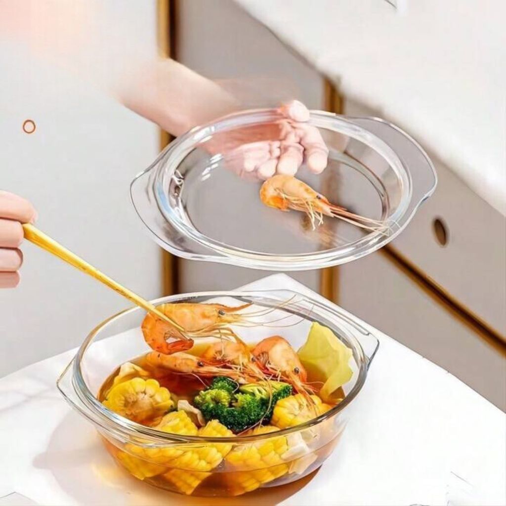 Round Glass Casserole With Lid 1.5L