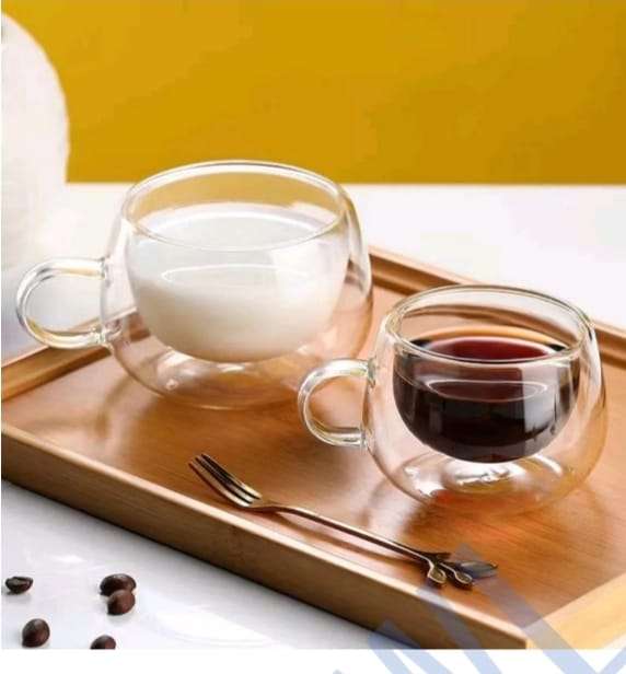 Flat Double Walled Mug With Handle