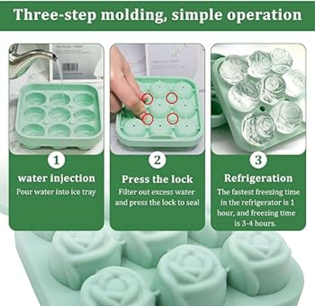 12 Slot Rose Ice Tray