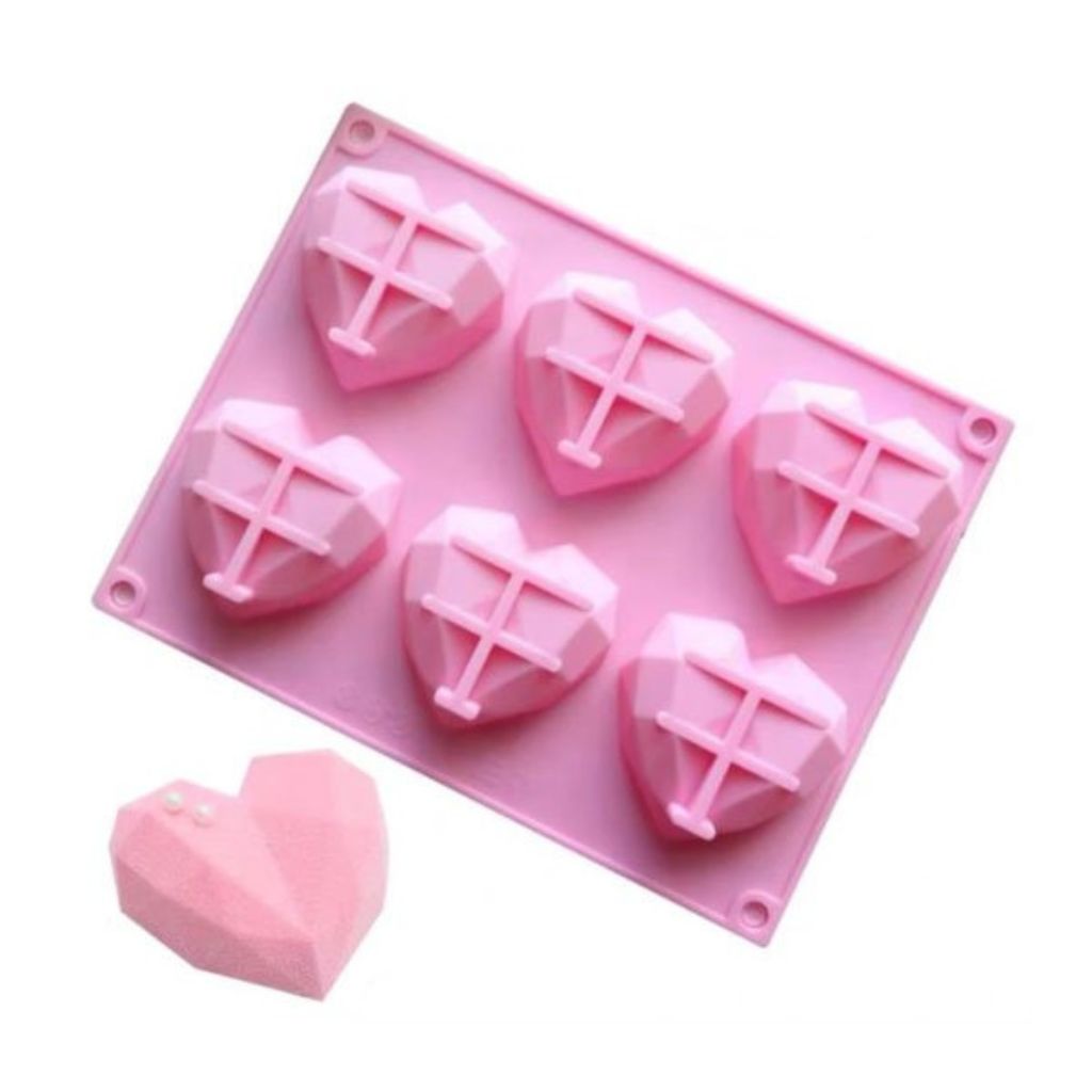 6 Slot Silicone Geometrical Heart Mould