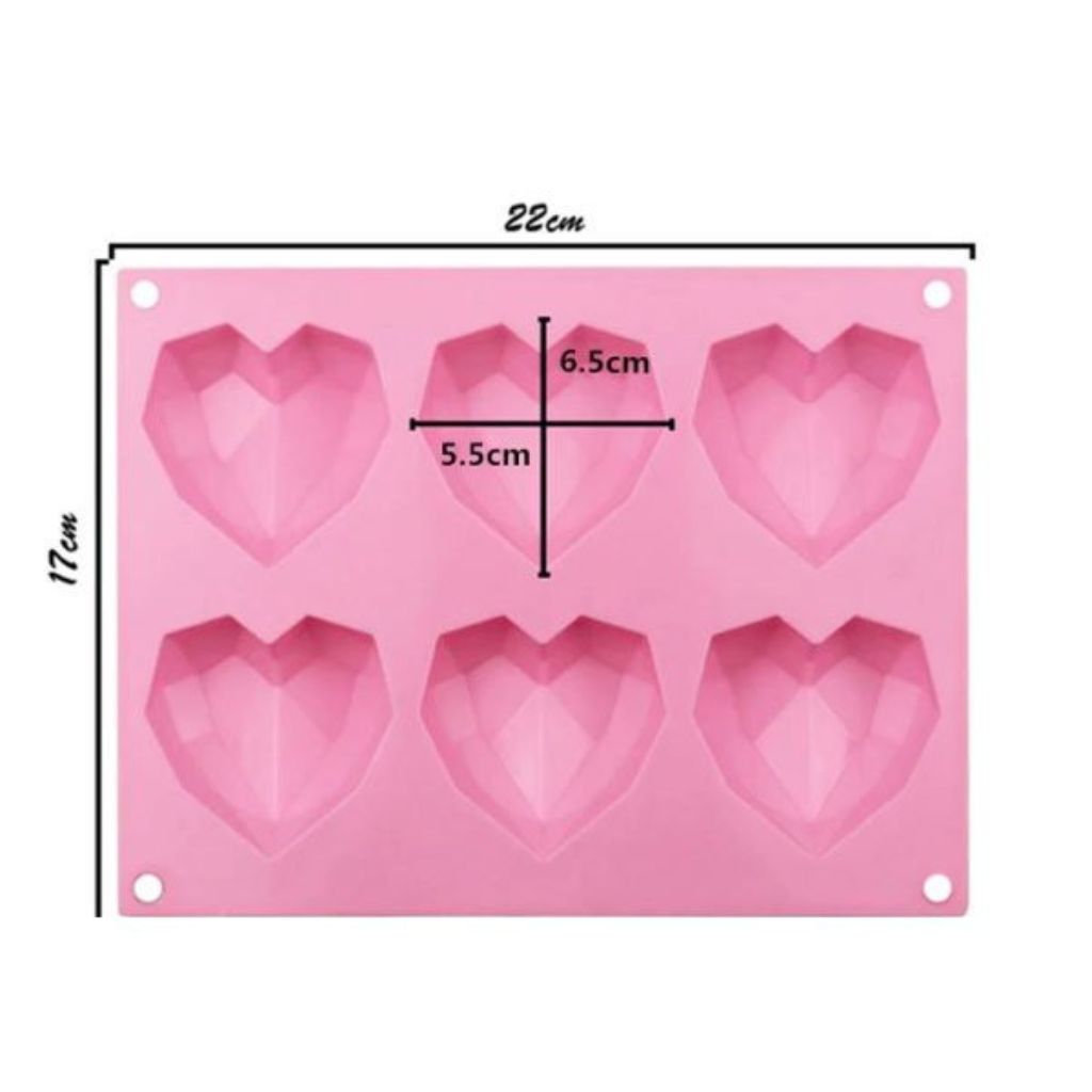 6 Slot Silicone Geometrical Heart Mould