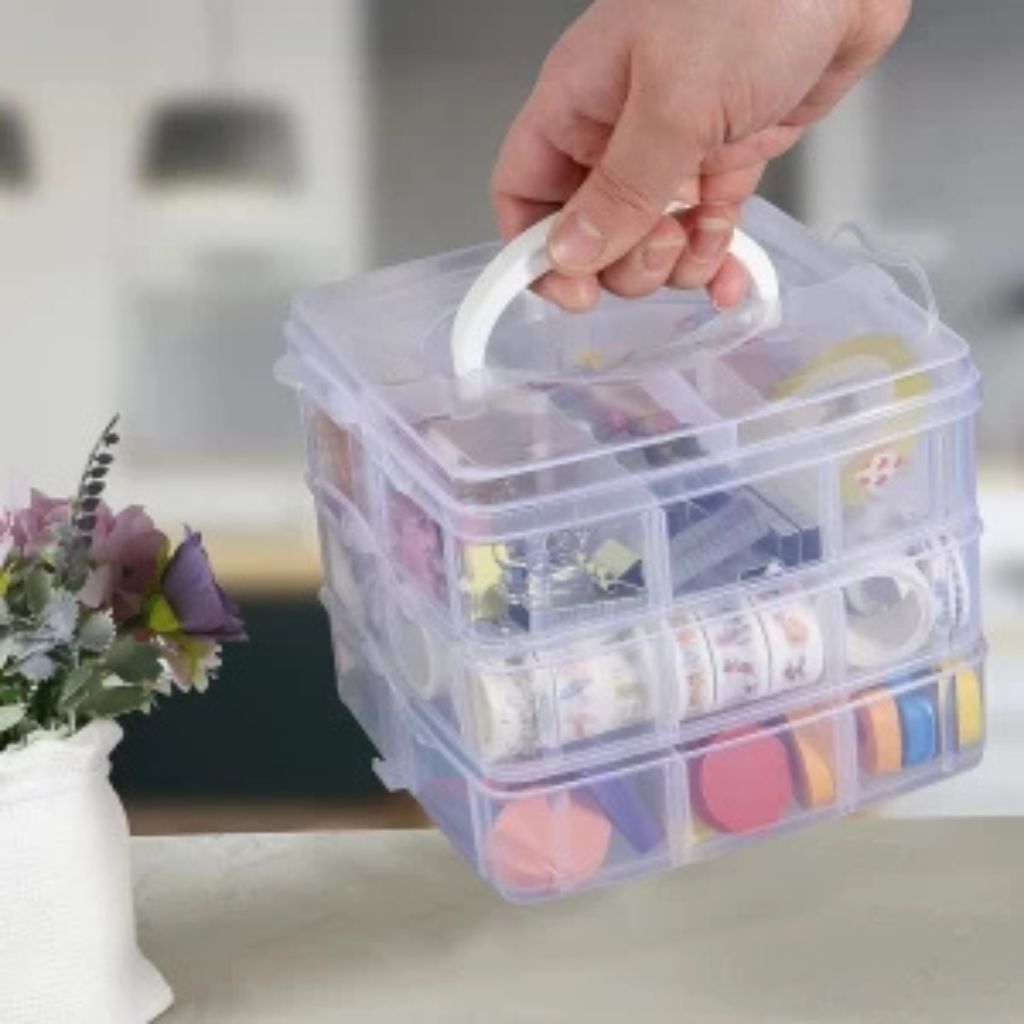 3 Layer Multipurpose Plastic Storage Box - 18 Grids