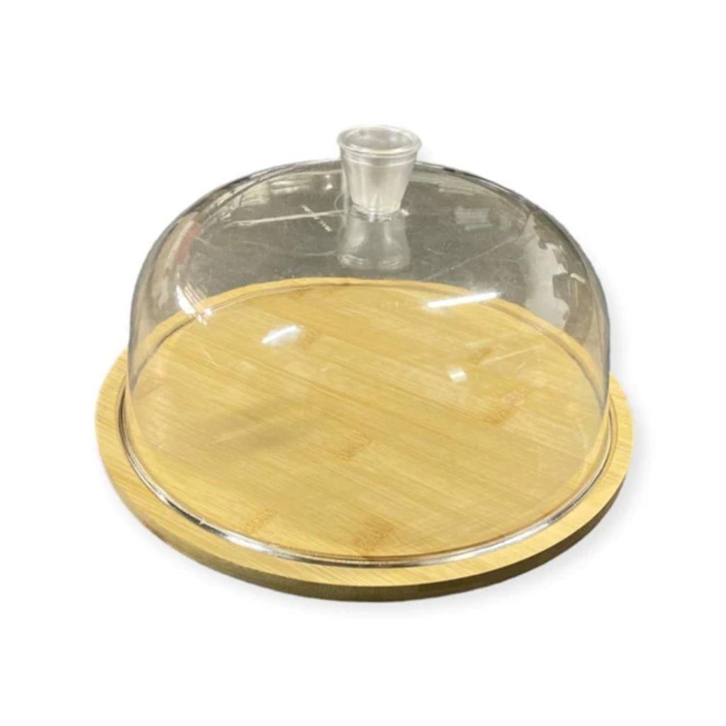 Acrylic Cake Dome with Wooden Base