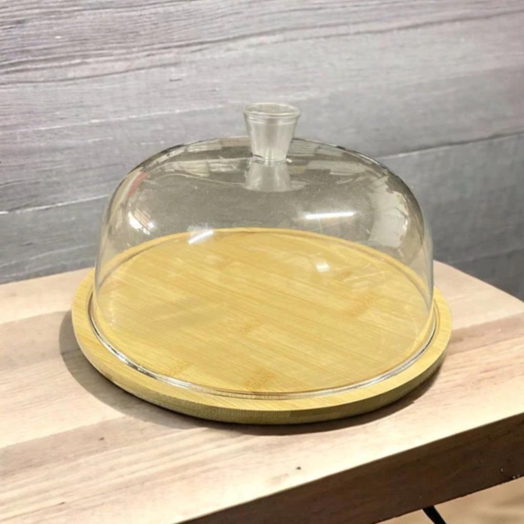 Acrylic Cake Dome with Wooden Base