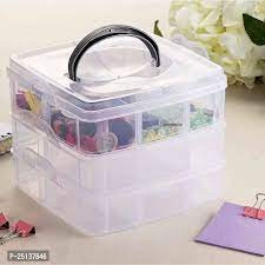 3 Layer Multipurpose Plastic Storage Box - 18 Grids