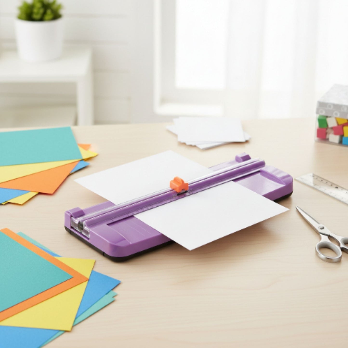A4 Paper Cutter & Paper Trimmer for Office, School & Crafts - Purple