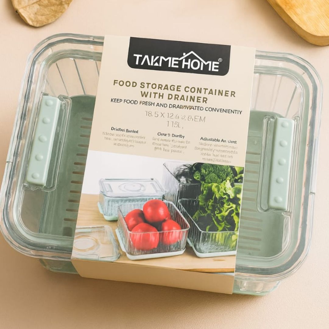 Acrylic Food Storage Container With Drainer