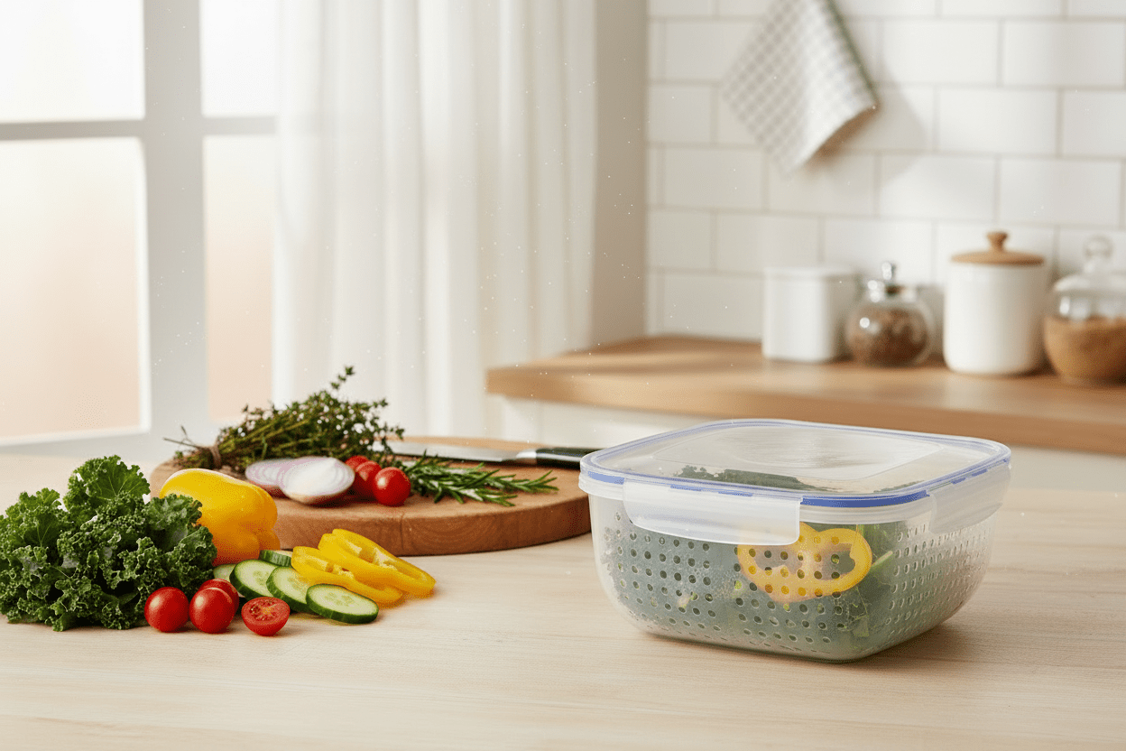 Bager Cook and Lock Square Storage with Strainer - 3750ml
