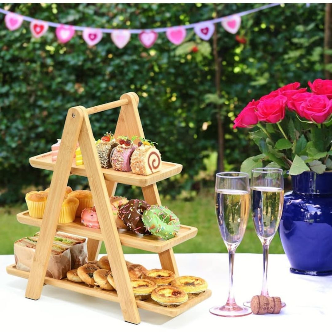 Bamboo 3 Layer Food Stand
