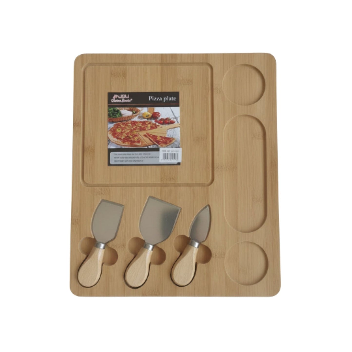 Bamboo Cheese Board With Cheese Tools