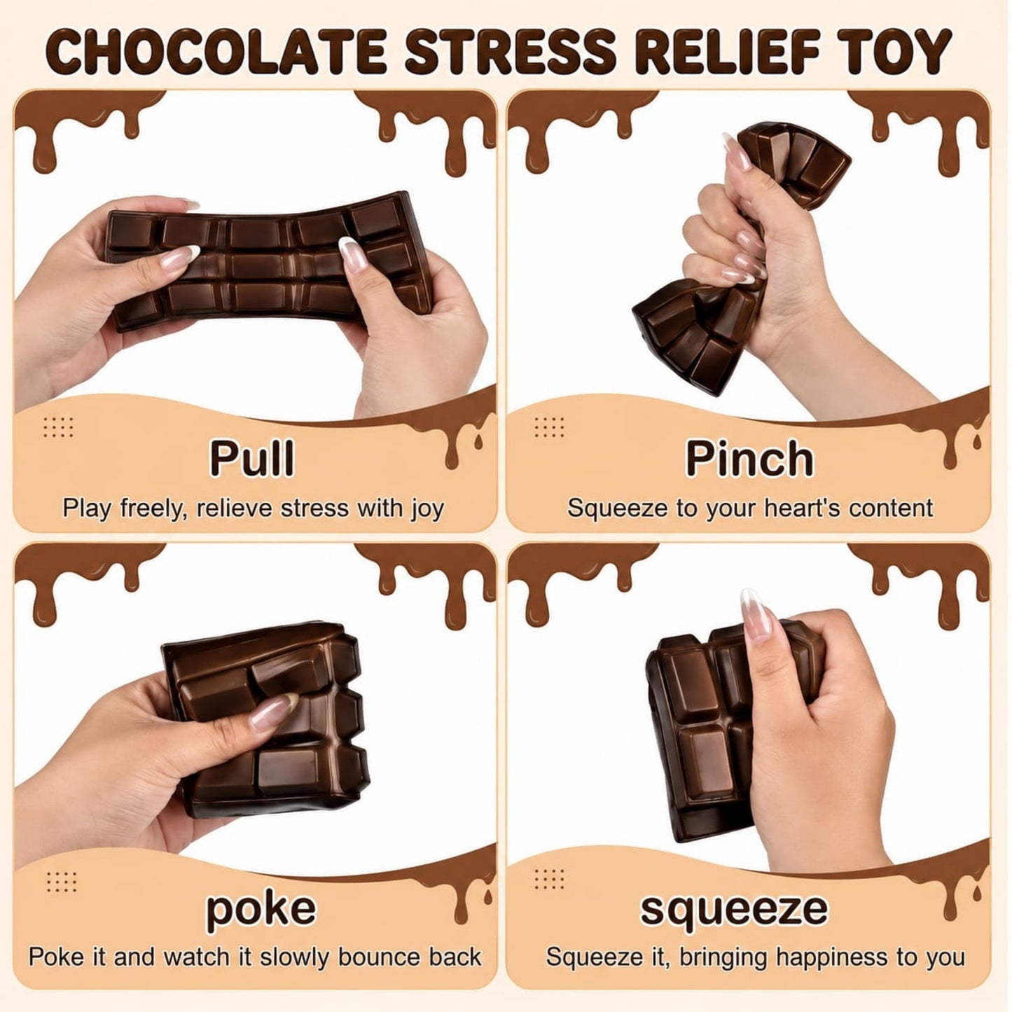 Chocolate Squishy Fidget Toy - Stress Relief Sensory Toy