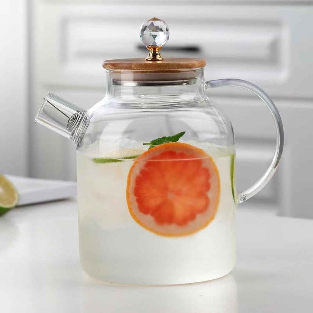 Clear Glass Teapot With Crystal Knob