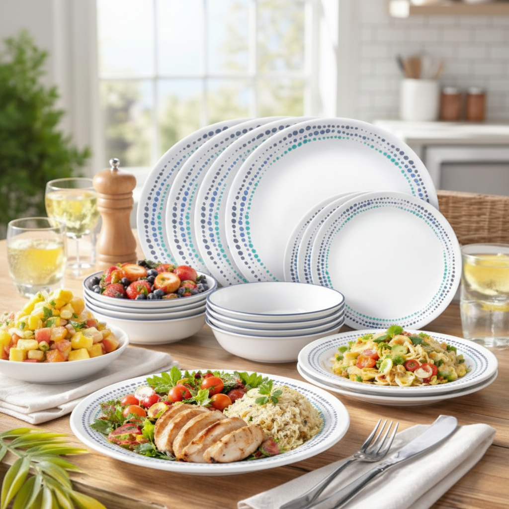 Corelle 16pc Ocean Blues Dinner Set