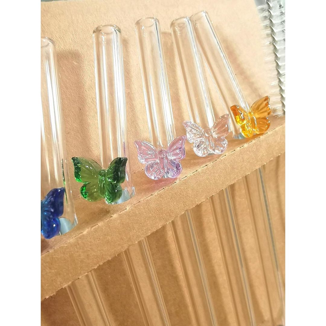 Danny Home 5pc Glass Straw With Cleaner - Butterfly