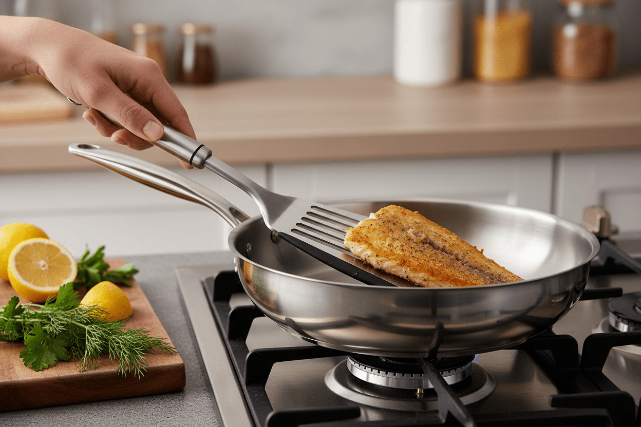 Danny Home Stainless Steel Fish Turner Spatula Lifestyle Image