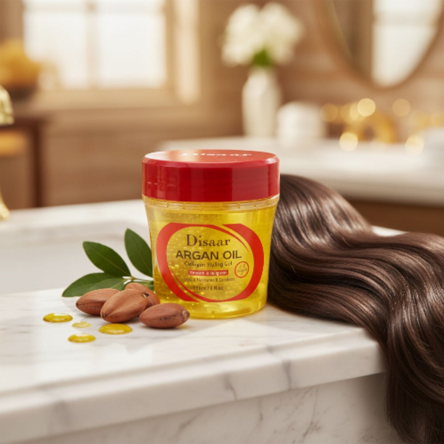 Disaar Argan Oil Collagen Styling Gel 236ml – Smooth, Brighten, Moisturize & Condition Hair
