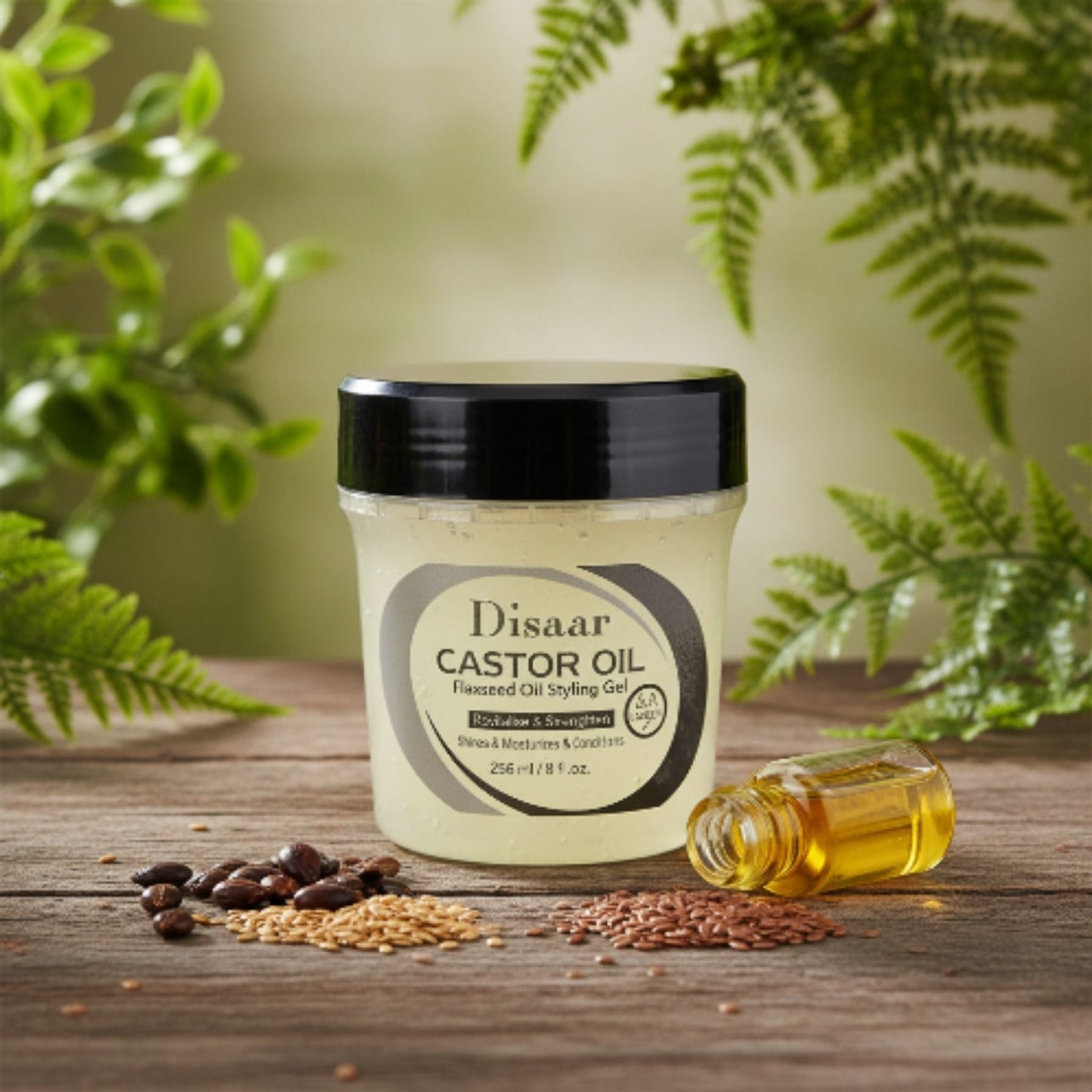 Disaar Castor Oil & Flaxseed Hair Styling Gel 236ml – Revitalizes, Strengthens & Moisturizes