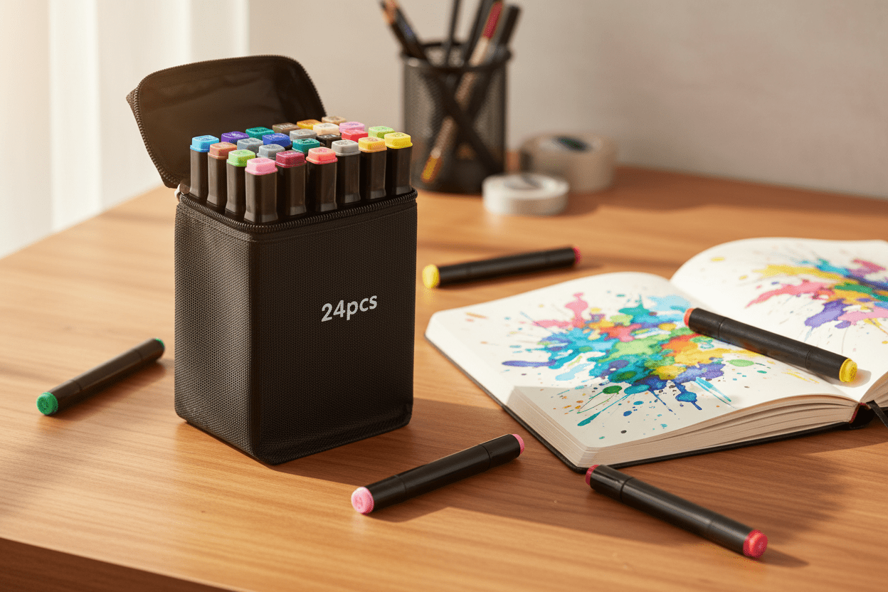 Double Sided Markers in Carry Bag - 24pc