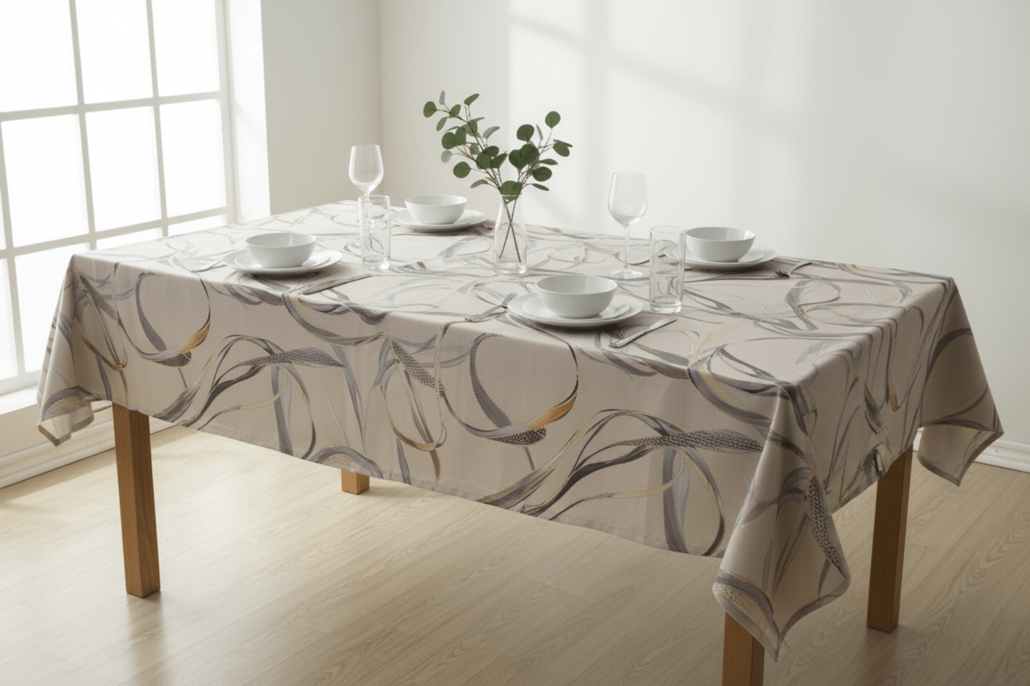 Duchess Satin Table Cloth 2.5M Beige/Gold