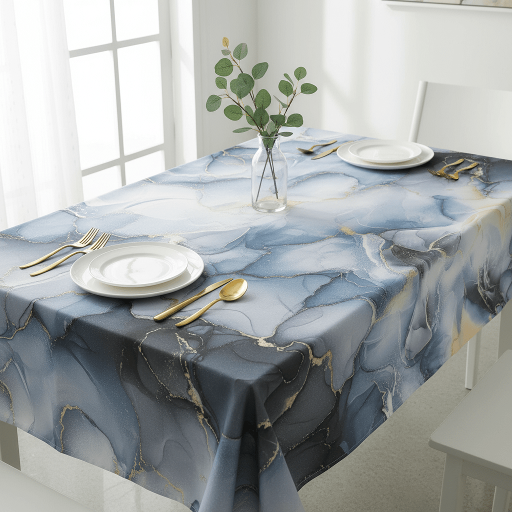 Duchess Satin Table Cloth 2.5M Blue Marble