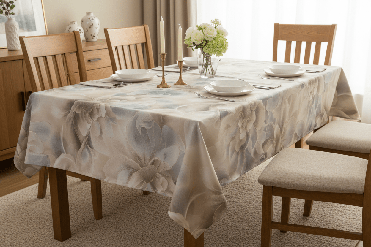 Duchess Satin Table Cloth 2.5M Gold Flower